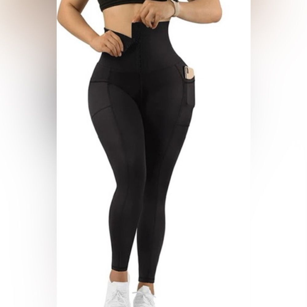 CORSET WAIST BUTTERY SOFT BODY SHAPER LEGGINGS with Pockets